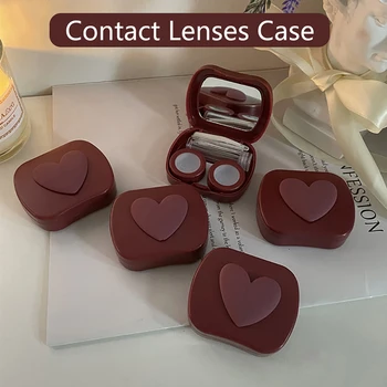 1PC Moda Kontaktne Leče Primeru Srce Design Potovalnih Len Box Set s Ogledalo Očesnih Leč Imetnik Posoda za Kozmetične Kontaktne M