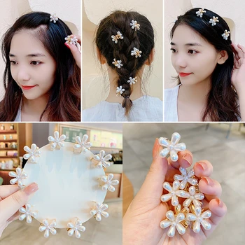 2022 Pearl Camellia Lase Nevihte Pokrivala Korejski Moda Cvet Lase Posnetek Nastavite Barrettes Za Ženske Dekle Hairgrip Dodatki Za Lase