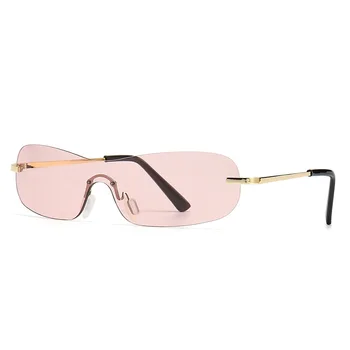 DODATKI Modni Riž Nohtov sončna Očala za Moške Velik Okvir Enega Kosa Očala brez okvirjev Ovalne Žensk Sunglass UV400 Odtenki