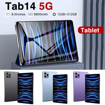Gobal Različico Nove TAB14 Tablični Računalnik 8 Inch Android 12 Bluetooth 12GB 512GB Deca Jedro Google Play WPS 5G/4G WIFI Hot Prodaja Laptop