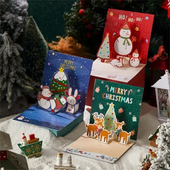 H7EA Božični Kartice Ljudstvo Kartice Božič Ročno izdelan 3D voščilnico Kreativno Darilo za praznike