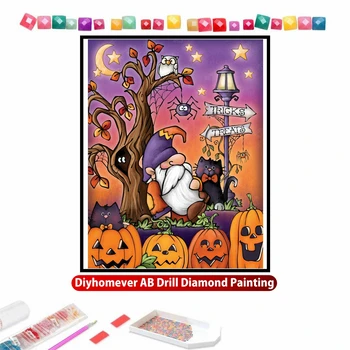 Halloween Gnome DIY AB Diamond Slikarstvo Vezenje Risanka Nosorogovo Mozaik Navzkrižno Šiv Sliko Obrtni Dom Dekor 2023 Nova