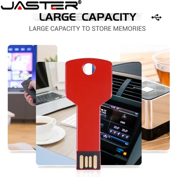 JASTER USB 2.0 flash Disk 64GB Black ključ Pen Drive 32GB 8GB po Meri LOGO Kovinski Pendrive 16GB Darila Ključnih Verige Pomnilnik Cle U Stick