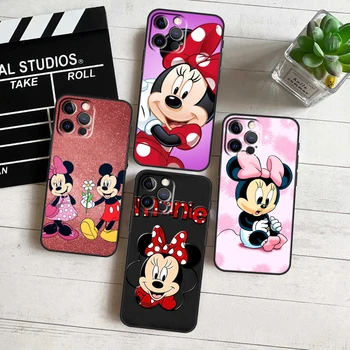Mickey Minnie Kul Disney Za Apple iPhone 15 14 13 12 11 Pro Max Mini XS Max X XR 7 8 6 Plus Črn Telefon Primeru