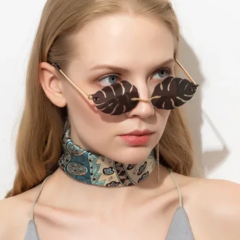 Novo Osebnost Moda Listov sončna Očala Evropi in Združenih državah Trend Žensk Kovinska sončna Očala Moških Sladkarije Barvna Stekla