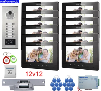 Za 12 Apartmaji Home Video Interkom Sistem Varnosti Klic 12 Gumbi Za Vrata Phone 7