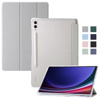 Za Samsung Tab S8 S9 Ultra Primeru, Če Imetnik Pero Trifold Usnje Akril Jasno Nazaj Tablete Za Galaxy Tab S9 Ultra Primeru 14.6