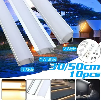 10PCS 30 CM 50 CM Aluminij Kanal za LED Trak Svetlobe Imetnik Pokrov za LED Trak U/V/YW-Slog (brez Luči led Trakovi)