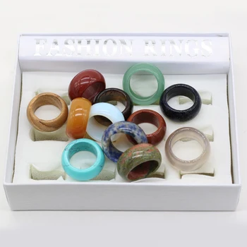 12pcs/Box Mix Barve Naravne Agates Kamen Obroči Obleko Lepe Prstane Darilo za Ženske, zaradi Česar DIY Nakita Ogrlica 18 mm 20 mm