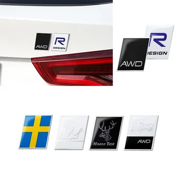 3D Avto Nalepke Emblem Auto Telesa Strani Dekor Značko Decal za Volvo R Design Moose Test Logotip XC60 XC90 S90 XC40 S60L S70 S80 V50