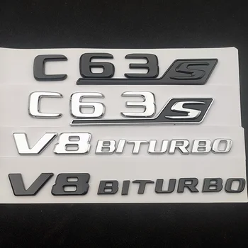 3d ABS Chrome Black Logotip C63S Črk, Nalepke, Car Fender V8 BITURBO Emblem Značko Za Mercedes C63S AMG W205 W204 Dodatki