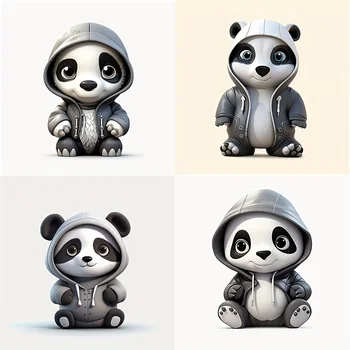 Avto Nalepka Ozadje 4 V 1toon Panda Nalepke Nalepke Živali Smešno Decalss Acesssories