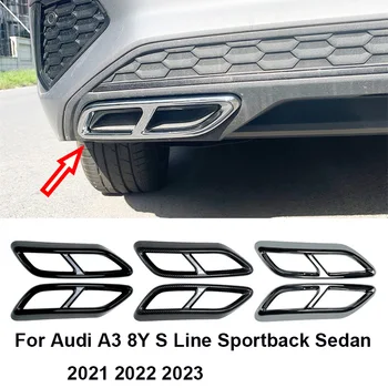 Chrome Za Audi A3 8Y S Line Sportback Limuzina 2021 2022 2023 Avto Zadaj Izpušni Glušnik Rep Nasvet Cevi Trim Pokrov, Okvir zaščitnik
