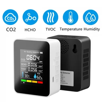 Digitalni Termometer Vlažnost Tester CO2 TVOC HCHO Kakovosti Zraka Monitor LCD Zaslon Detektor Ogljikovega Dioksida Natančno Odkrivanje