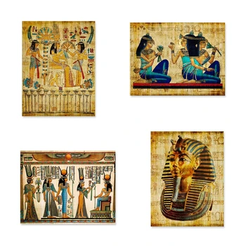 Egipt Wall Art Platno Plakat, Pergamentni Papir Slog Starih Antičnih Poster Tiskanje Retro Egiptovski Sliko Stenski Dekor King Tut Kraljica