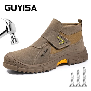 GUYISA varovalni čevlji človek za delo Velikost 37-48 Rjava Anti oparinami Varilec Jekla toe Security protection
