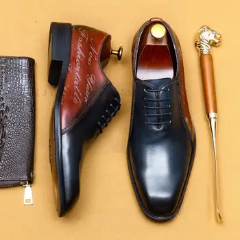 Luksuzna moška Oxford Čevlji Pravega Usnja Poročno Obleko, Čevlje italijanski Rjavo Barvo Ujemanje Čipke Poslovnih Urad Formalno Čevlji