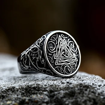 Nordijska Viking Etnično Prepričanje, Odin Rune Obroči Za Moške, Ženske, iz Nerjavečega Jekla 316L Moda Letnik Amulet Nakit Darila Dropshipping