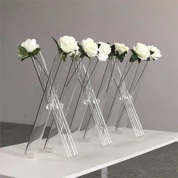 Poroka dogodek dekoracijo vaza tri-cev lupini stekla cvetlični aranžma vaza