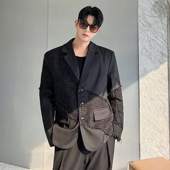 SYUHGFA Vitek Moški Jopiči Moda Mozaik Tassel Oblikovanje Priložnostne Obleko, Plašč korejskem Slogu Trend Moški Rami Pad Jakna Nova