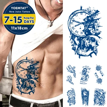 Sok, Ki Trajajo Črnilo Tetovaže Body Art Nepremočljiva Začasni Tattoo Nalepke Križ Kompas Tattoo Roko Ponaredek Lobanje Ura Tatto Ženske Moški