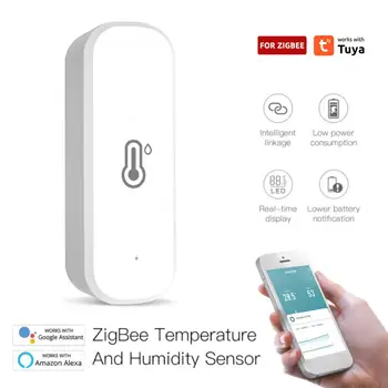 Tuya ZigBee Smart Temperature In Vlažnosti Tipalo baterijsko Termometer, higrometer Varnosti Dela Z Alexa googlova Domača stran