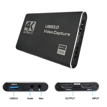 USB3.0 Zajem Video Kartico za OBS Diktafon 4K60 Pretvornik 30hz Podpira Mic za PC Kamera Projektor Zajemanje Kartico
