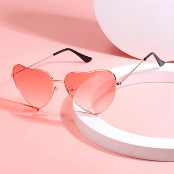 Vintage Srce Kovinski Okvir Za Očala V Obliki Srca Gradient Barvo Leče, Sončna Očala Hipi Očala Cosplay Kostum Očala