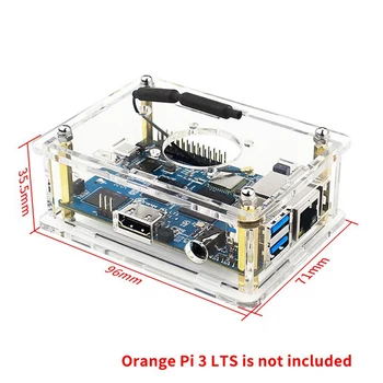 Za Oranžno Pi 3 LTS Primeru Akril Ohišje Pregleden Lupini Heatsink Izvijač Hladilni Ventilator za Oranžno Pi 3 LTS