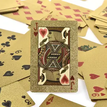 Zlati Igralne Karte Kabini, Zlata Folija Pokers Nastavite Magic Kartic 24K Gold Plastično Folijo Pokers Trajne Nepremočljiva Kartice